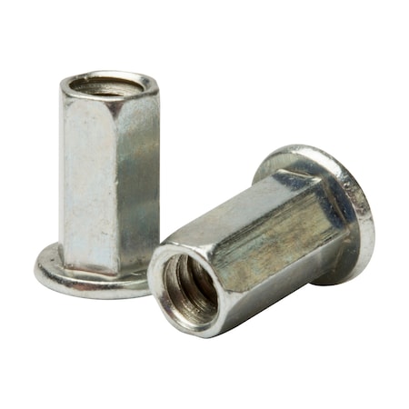 Rivet Nut, 3/8-16 Thread Size, 0.748 In Flange Dia., 1.140 In L, Steel